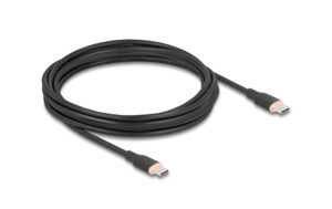 Delock USB-Kabel C-C, 4.0m, Silikon Kabel schwarz, USB 2.0, 60W, PD 3.0