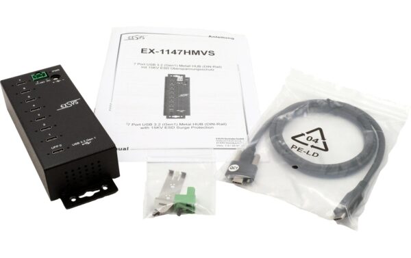 EXSYS EX-1147HMVS, 7-Port USB3.2 HUB, USB-C 15KV ESD Schutz, USB-C Buchsen