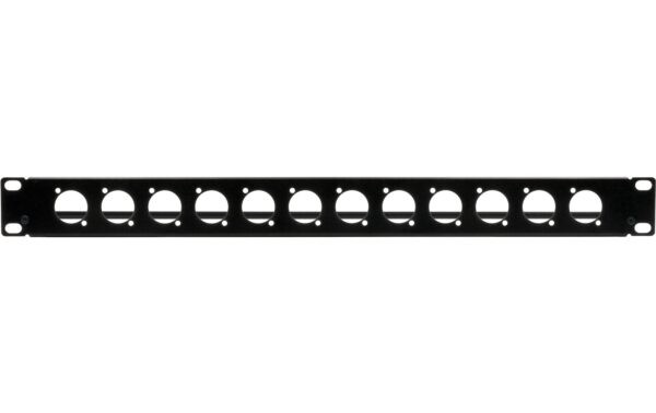 EXSYS EX-49299,19 D-Typ Patchpanel, 12Port 1HE, schwarz, XLR, mit Kabelfangbügel
