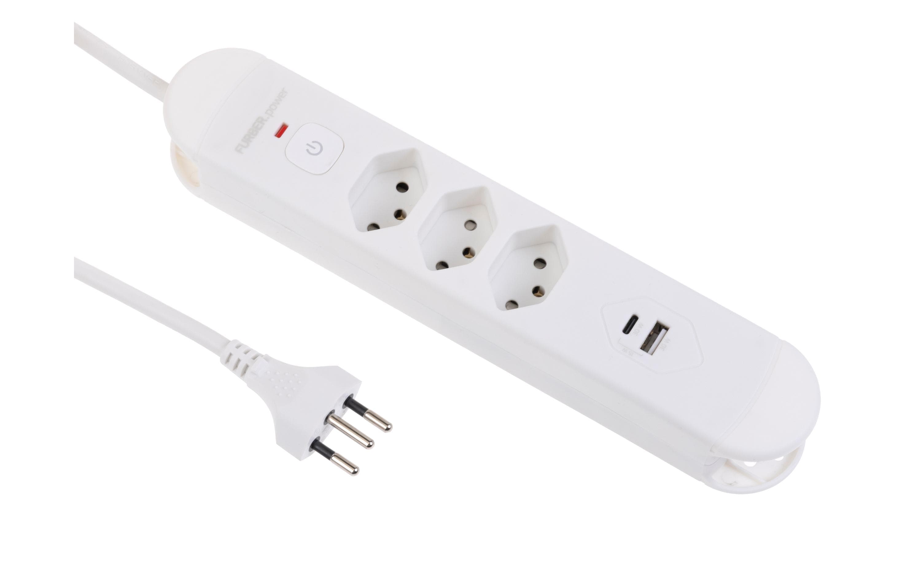 FURBER.power F.power Steckdosenleiste Tuttovario 3xT13 U 3xT13 USB-A USB-C, 10A, mit Magnet, weiss kaufen | Mediatech.ch