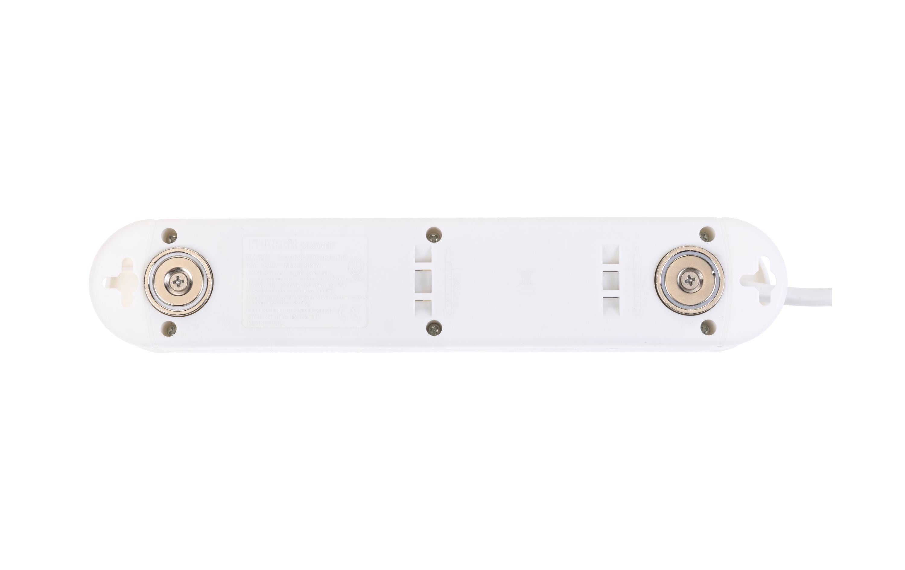 1929710_2 - Mediatech F.power Steckdosenleiste Tuttovario 3xT13 U 3xT13 USB-A USB-C, 10A, mit Magnet, weiss