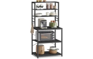 Vasagle Lagerregal mit 6Haken,Schwarz-Grau 60x40x167 cm (LxBxH), Holz, Stahl