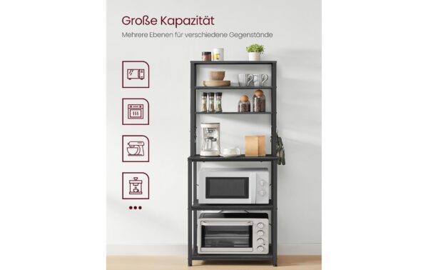 1934296_2 - Mediatech Vasagle Lagerregal mit 6Haken,Schwarz-Grau 60x40x167 cm (LxBxH), Holz, Stahl