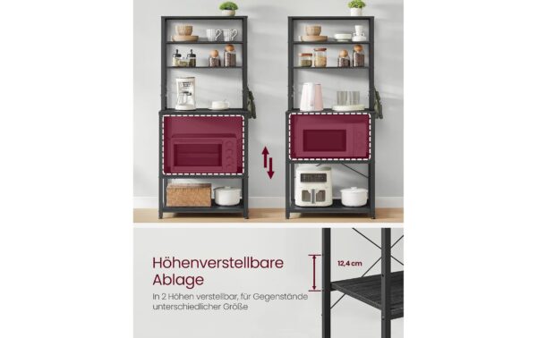 1934296_3 - Mediatech Vasagle Lagerregal mit 6Haken,Schwarz-Grau 60x40x167 cm (LxBxH), Holz, Stahl