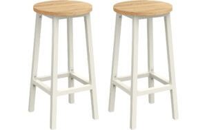 Vasagle Barhocker, 2er Set, Weiss-Natur 32x64 cm (DxH), Traglast 100 kg
