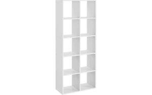 Vasagle Bücherregal, Weiss, 10 Fächer 65.5x30x161.5 cm (LxBxH), Holz