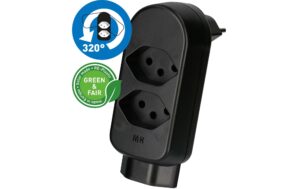 Abzweigstecker maxADAPT 2+1xT13, drehbar 320°, schwarz, Green & Fair