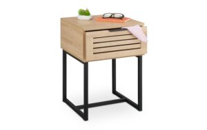 relaxdays Beistelltisch mit Schublade MDF, 55,5 x 40 x 41,5 cm