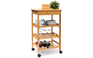 relaxdays Servierwagen James Bambus, 80,5 x 50 x 37 cm