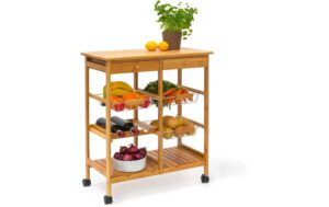 relaxdays Servierwagen James XXL Bambus, 80 x 67 x 37 cm