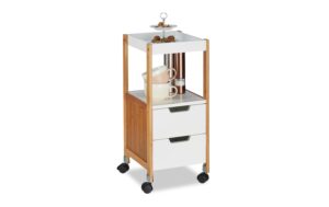 relaxdays Servierwagen mit Schubladen Bambus/MDF, 69 x 30 x 30 cm