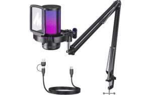 Maono Mikrofon DGM20S Schwarz USB, inkl Arm, RGB, Plug & Play