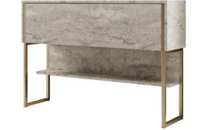 Woody Fashion Kommode Luxe 120x80x30 cm, Travertine/Gold