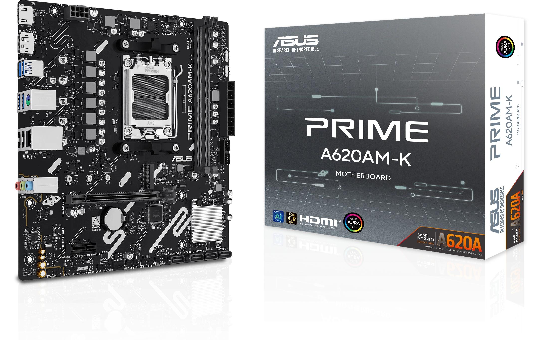 ASUS PRIME A620AM-K, mATX AM5, AMD A620A, 2x DDR5, PCIe 4.0 kaufen Schweiz | Mediatech.ch