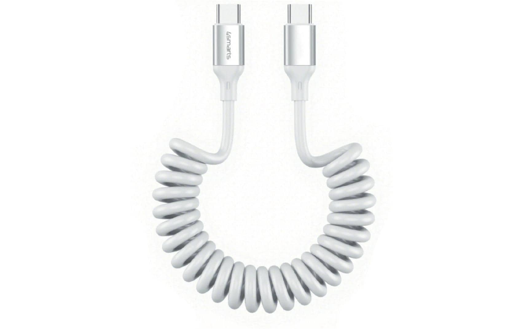 4smarts USB2.0 Spiralkabel C-C,12-50cm,100W weiss