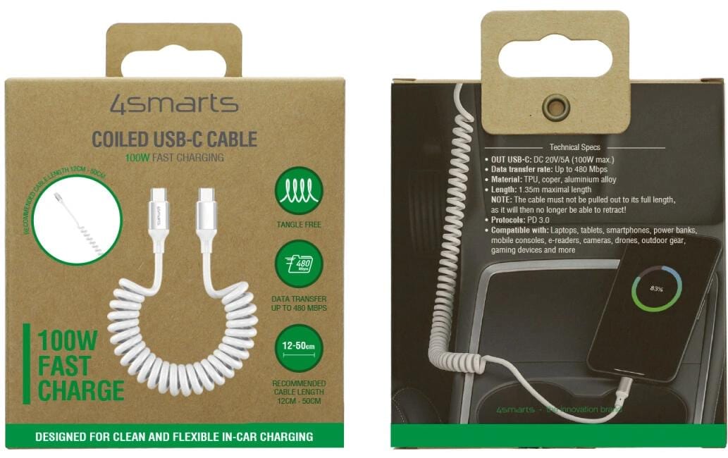 1953462_3 - Mediatech 4smarts USB2.0 Spiralkabel C-C,12-50cm,100W weiss