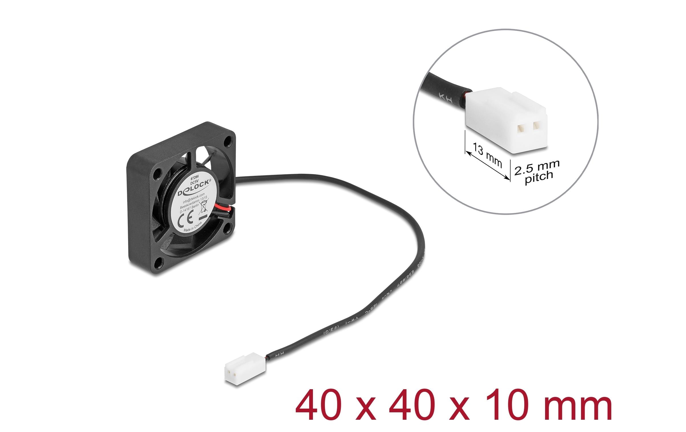 1954863_1 - Mediatech Delock Gehäuselüfter 40x40x10mm, 5V Axiallüfter, schwarz, 5V DC