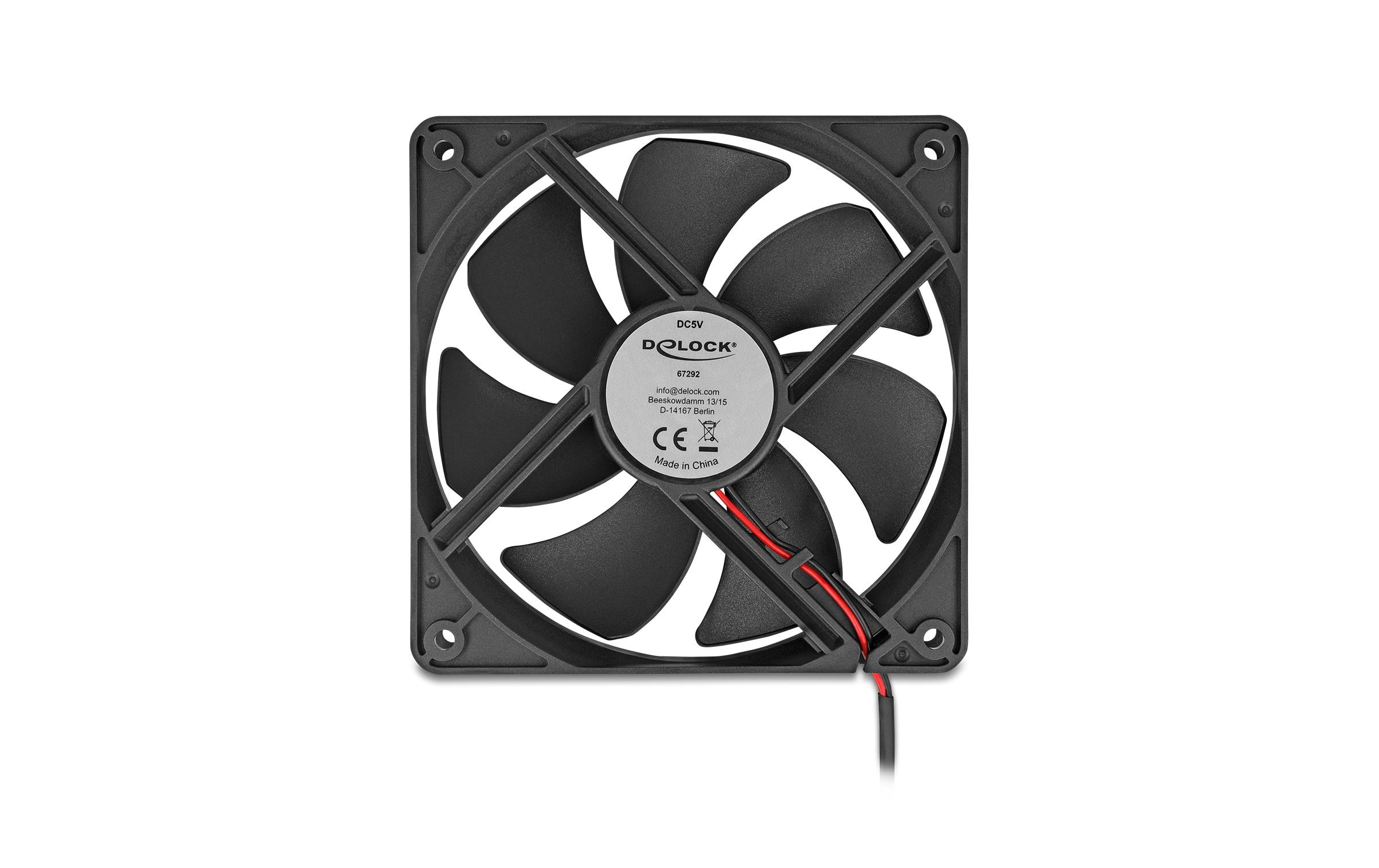 1954869_3 - Mediatech Delock Gehäuselüfter 120xx120x25mm, 5V Axiallüfter, schwarz, 5V DC