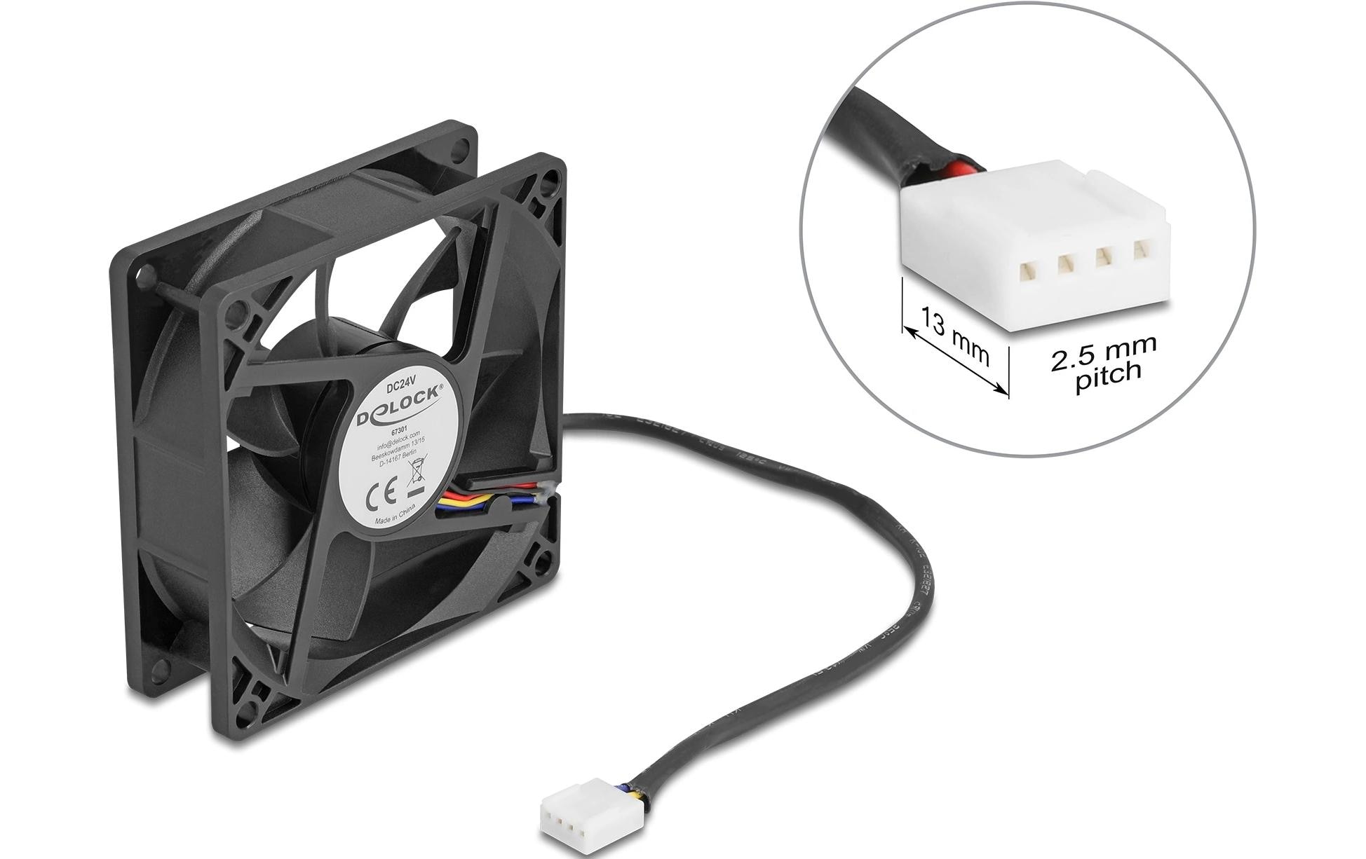Delock Gehäuselüfter 80x80x25mm, 24V Axiallüfter, schwarz, 24V DC kaufen Schweiz | Mediatech.ch