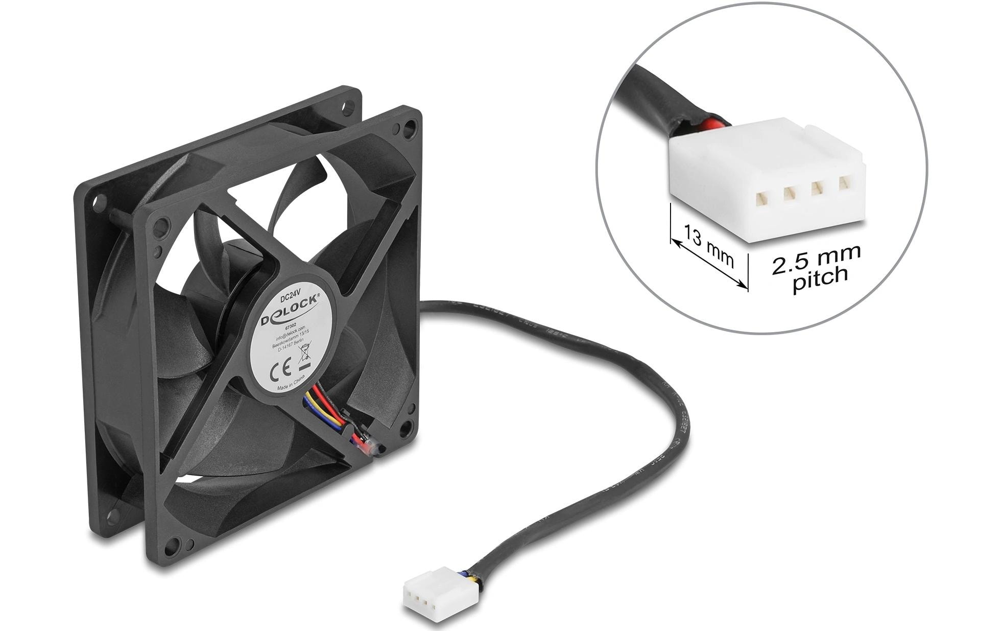 Delock Gehäuselüfter 92x92x25mm, 24V Axiallüfter, schwarz, 24V DC kaufen Schweiz | Mediatech.ch