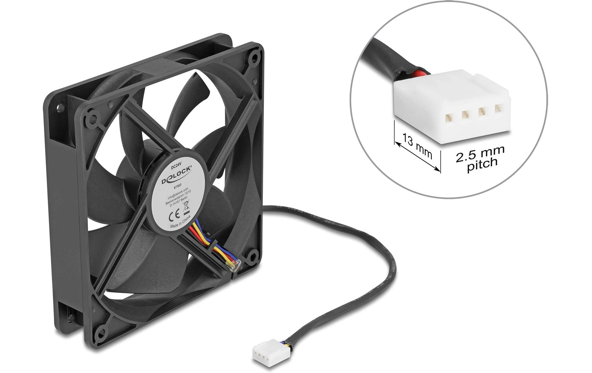 1954875 - Mediatech Delock Gehäuselüfter 120xx120x25mm, 24V Axiallüfter, schwarz, 24V DC kaufen Schweiz | Mediatech.ch