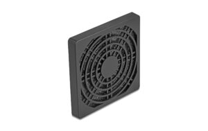 Delock Lüftergitter 80x80mm, schwarz mit Staubfilter, Bedestigung über Schrauben