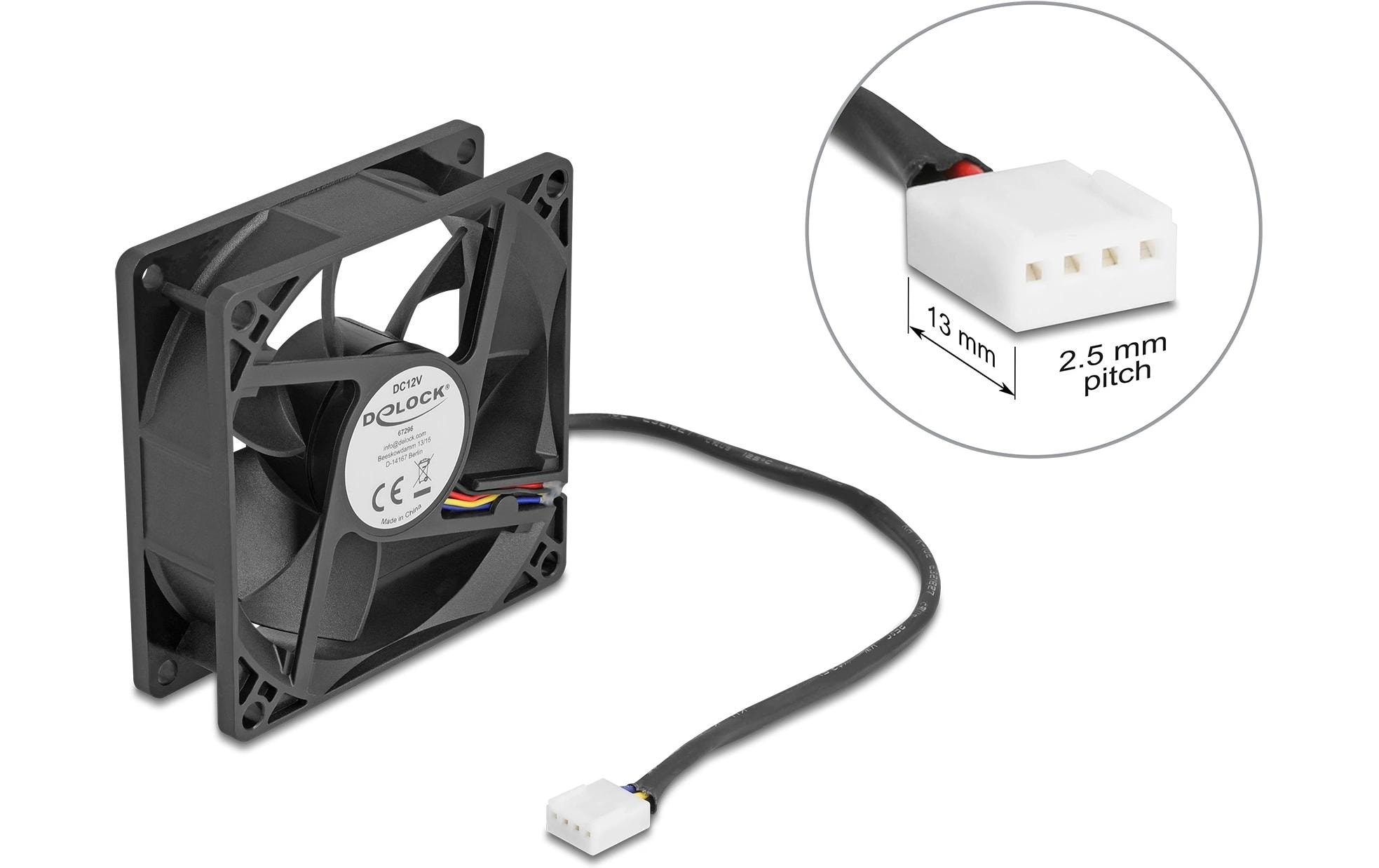 Delock Gehäuselüfter 80x80x25mm, 12V Axiallüfter, schwarz, 12V DC kaufen Schweiz | Mediatech.ch