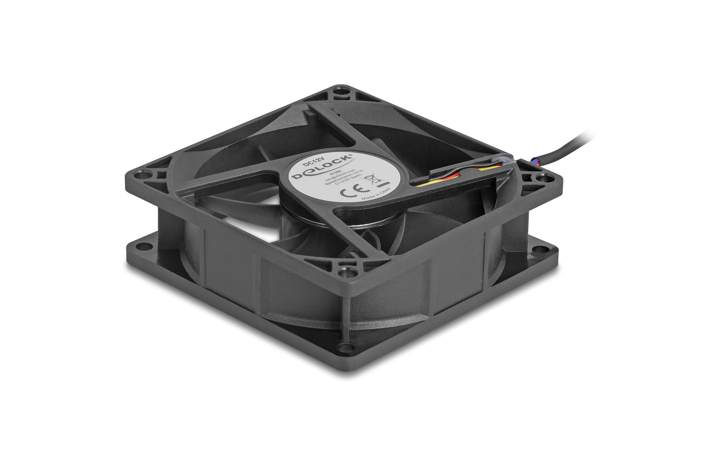 1955915_2 - Mediatech Delock Gehäuselüfter 80x80x25mm, 12V Axiallüfter, schwarz, 12V DC
