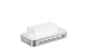 4SMARTS Ladestation Team, Silber 100W, 5x USB-C, 1x USB-A, 6 Kabel