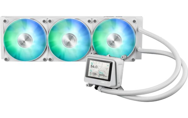 1959035_1 - Mediatech Asus MAX GAMING LC 360 ARGB LCD WHT Liquid CPU Cooler, LCD, 3x120mm ARGB