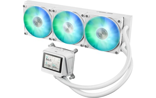 1959035_2 - Mediatech Asus MAX GAMING LC 360 ARGB LCD WHT Liquid CPU Cooler, LCD, 3x120mm ARGB