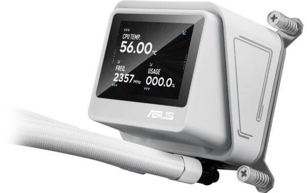 1959035_5 - Mediatech Asus MAX GAMING LC 360 ARGB LCD WHT Liquid CPU Cooler, LCD, 3x120mm ARGB