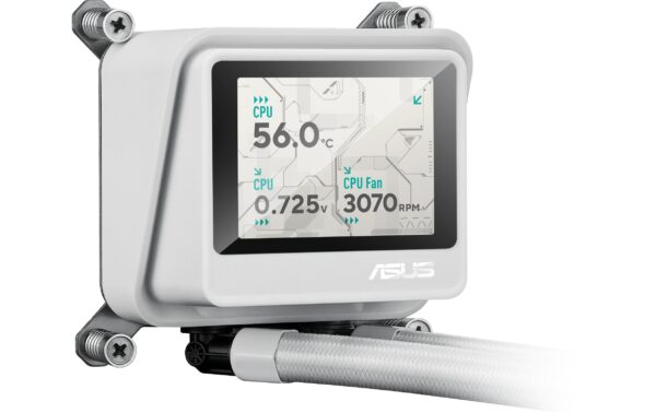 1959035_6 - Mediatech Asus MAX GAMING LC 360 ARGB LCD WHT Liquid CPU Cooler, LCD, 3x120mm ARGB