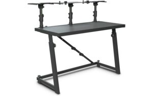 Gravity GFDJT01 DJ Tisch mit flexibler Lautsprecher und Laptop Ablag