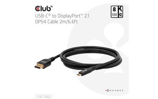 Club 3D, USB Typ C auf DP 2.1 Kabel, 2 Meter