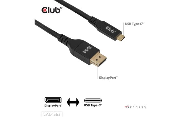 Club 3D, USB Typ C auf DP 2.1 Kabel, 2 Meter