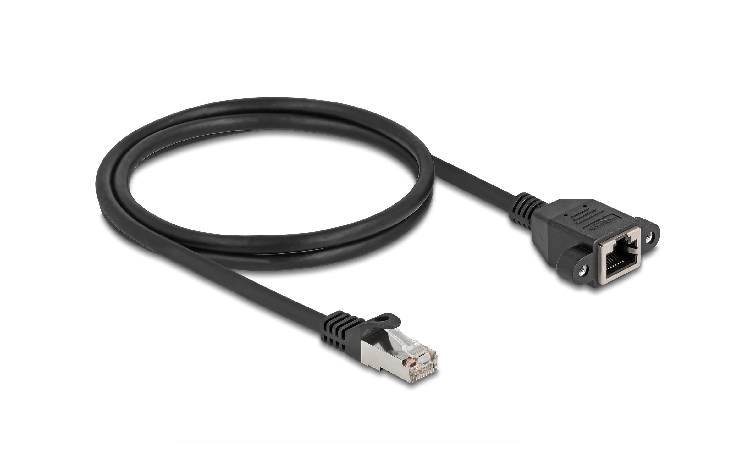 1964577 - Mediatech Delock Netzwerkverlängerung, 1m, ST-BU Cat.6A, S/FTP, Schwarz Buchse verschraubbar kaufen Schweiz | Mediatech.ch