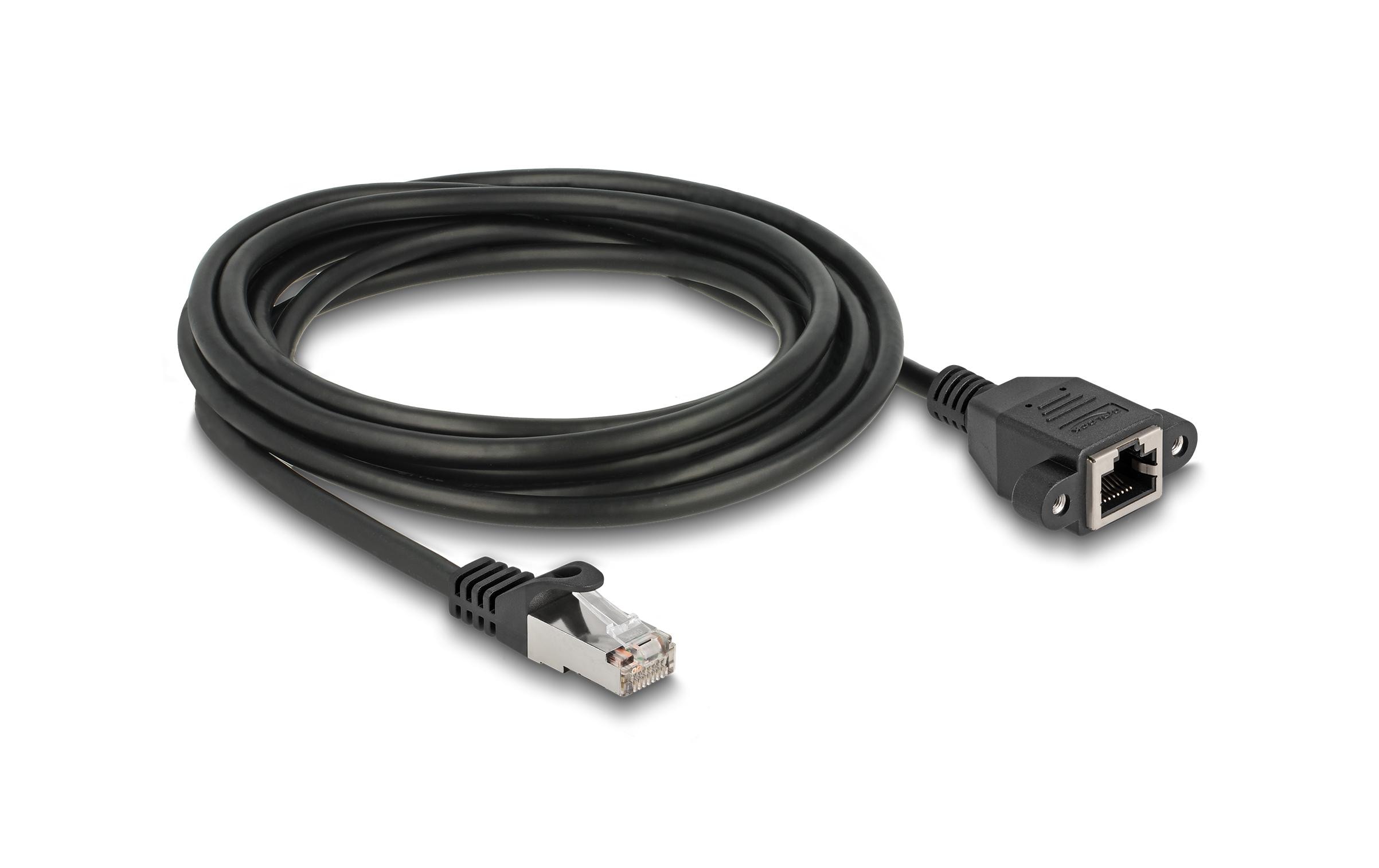 Delock Netzwerkverlängerung, 2m, ST-BU Cat.6A, S/FTP, Schwarz Buchse verschraubbar kaufen Schweiz | Mediatech.ch