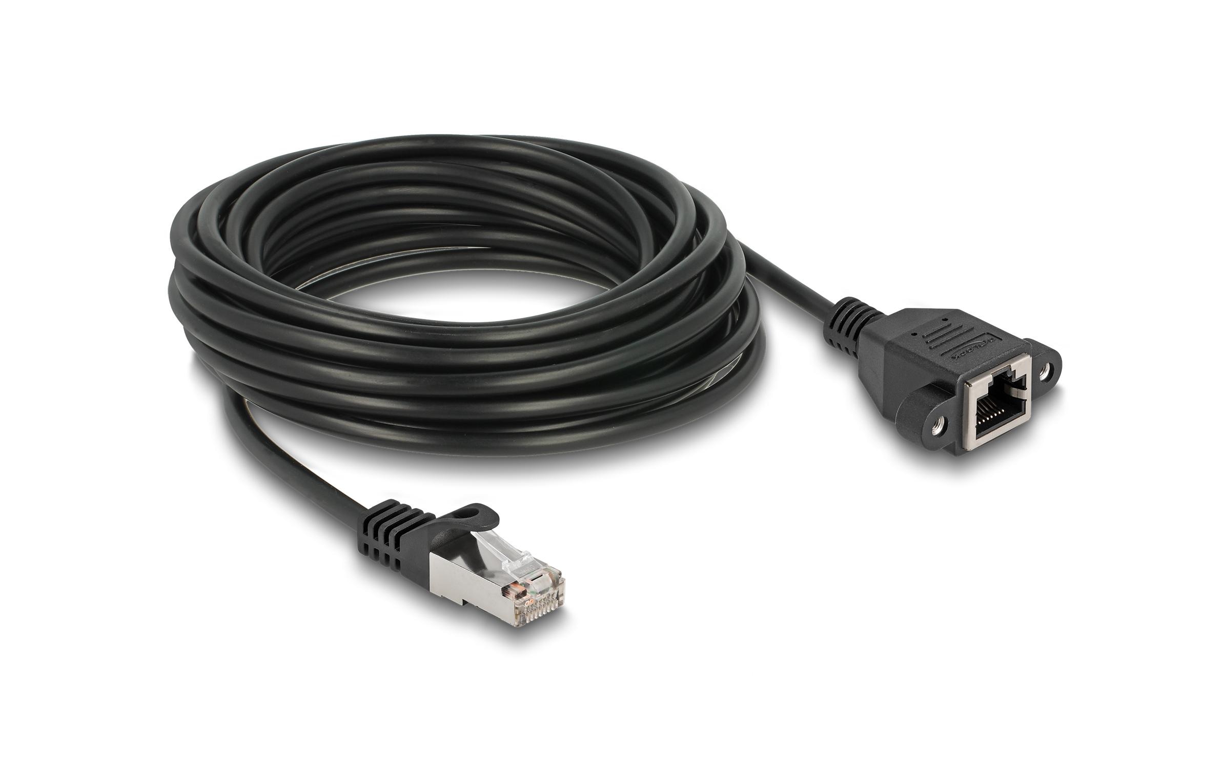 1964580 - Mediatech Delock Netzwerkverlängerung, 5m, ST-BU Cat.6A, S/FTP, Schwarz Buchse verschraubbar kaufen Schweiz | Mediatech.ch