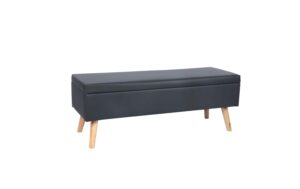 relaxdays Sitzbank mit Stauraum Kunstl. MDF, Kunstleder, Eukalyptusholz, Schwarz kaufen Schweiz | Mediatech.ch