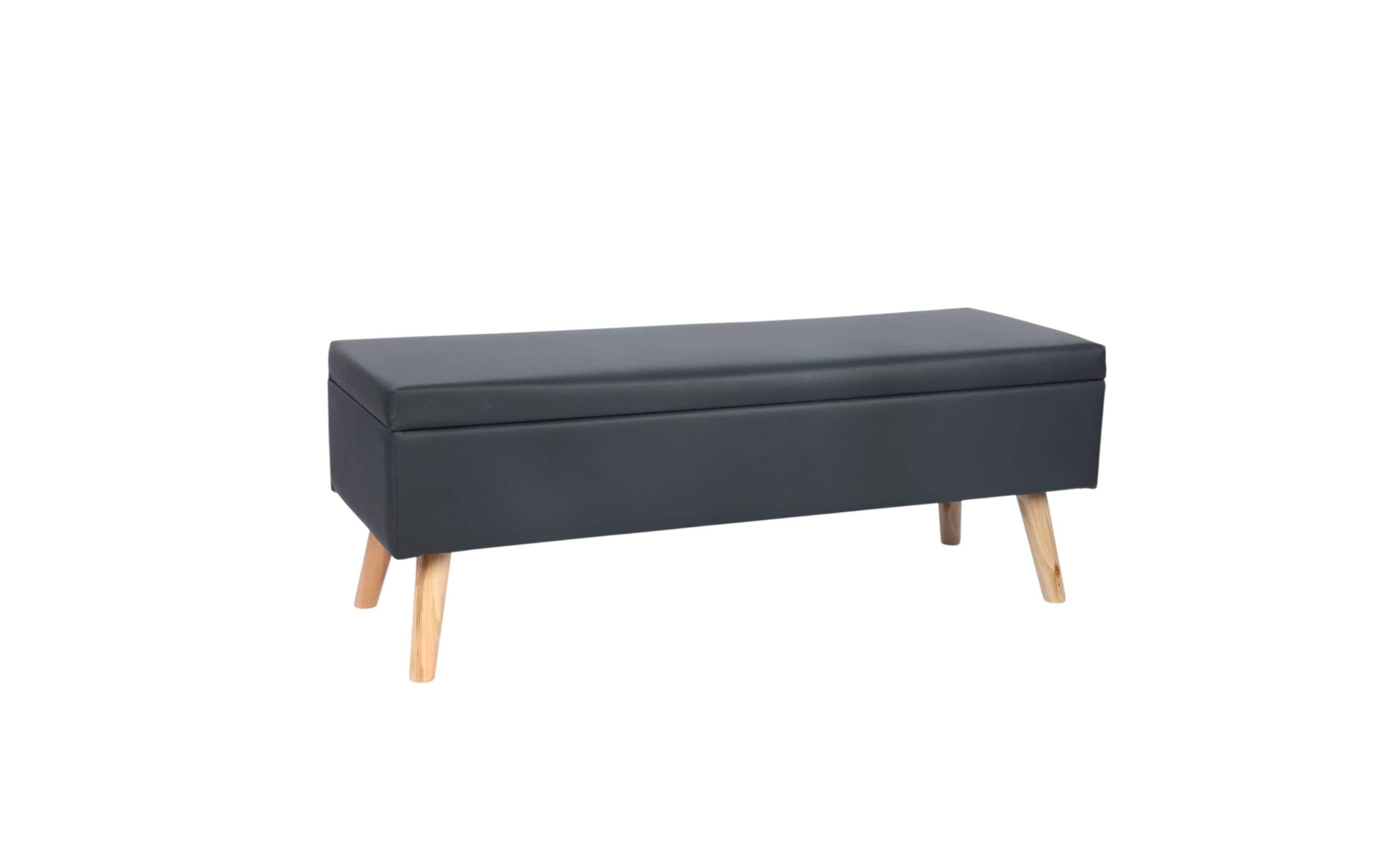 relaxdays Sitzbank mit Stauraum Kunstl. MDF, Kunstleder, Eukalyptusholz, Schwarz kaufen Schweiz | Mediatech.ch