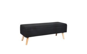 relaxdays Sitzbank mit Stauraum Leinen Material: MDF, Eukalyptusholz, Poly.