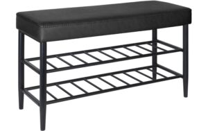 relaxdays Schuhbank mit 2 Ablagen 50 x 80 x 30 cm, Schwarz