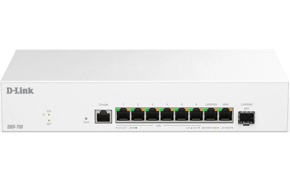 D-Link DBR-700: Business Router 7x.5G,  1x 2.5G WAN, 1x SFP