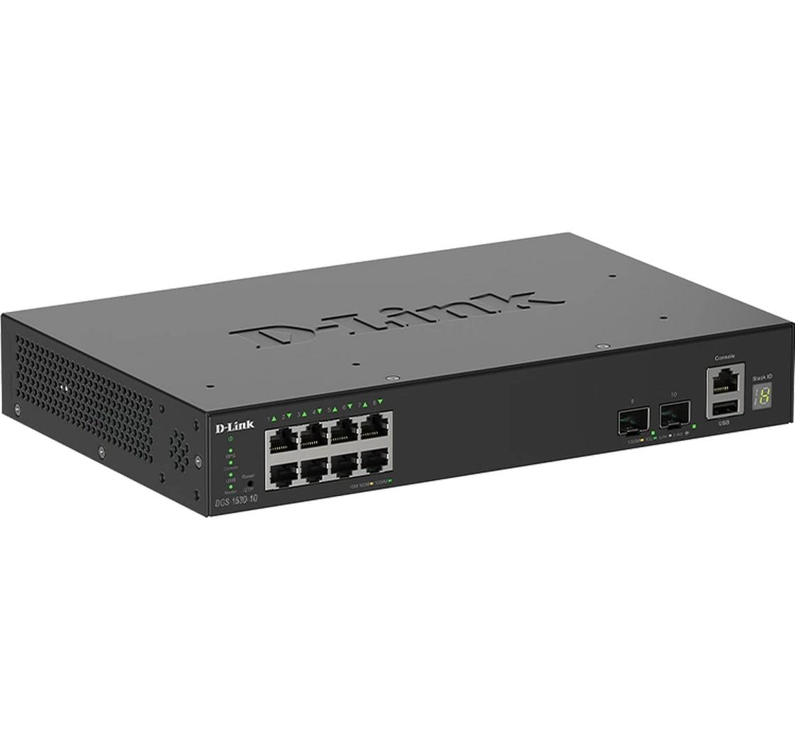 D-Link DGS-1530-10/E: 10 Port Smart Switch 8x Gigbit, 2x 10G SFP+ , Stackabel