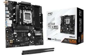 ASRock A620AM PRO-A WIFI, µATX, AM5 AMD A620A, AM5, 4x DDR5, PCIe 4.0