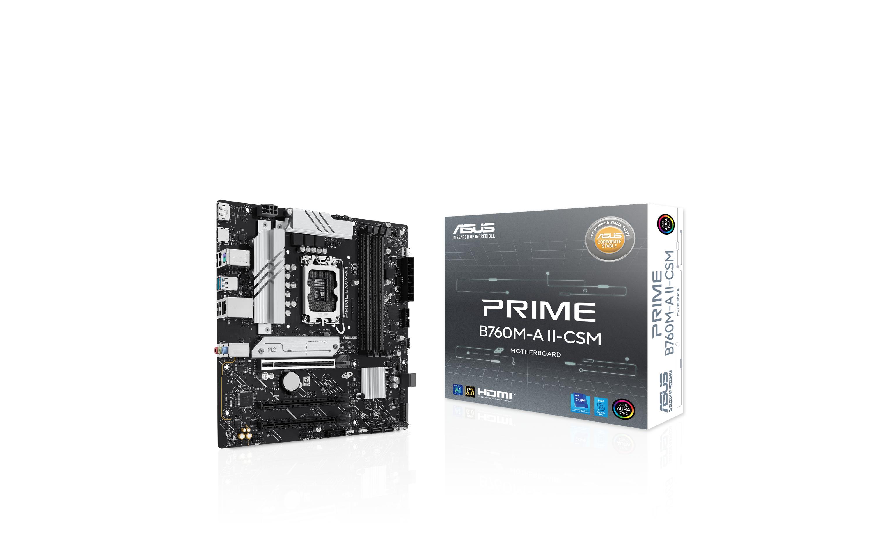 ASUS PRIME B760M-A II-CSM, mATX LGA1700, B760, 4x DDR5, PCIe 5.0, HDMI, DP kaufen Schweiz | Mediatech.ch