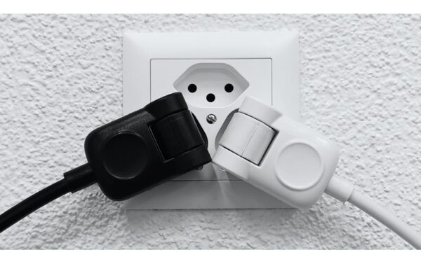 Klappstecker-Verlängerungskabel, 1m, sw 3-polig, T12/T13, Klappstecker