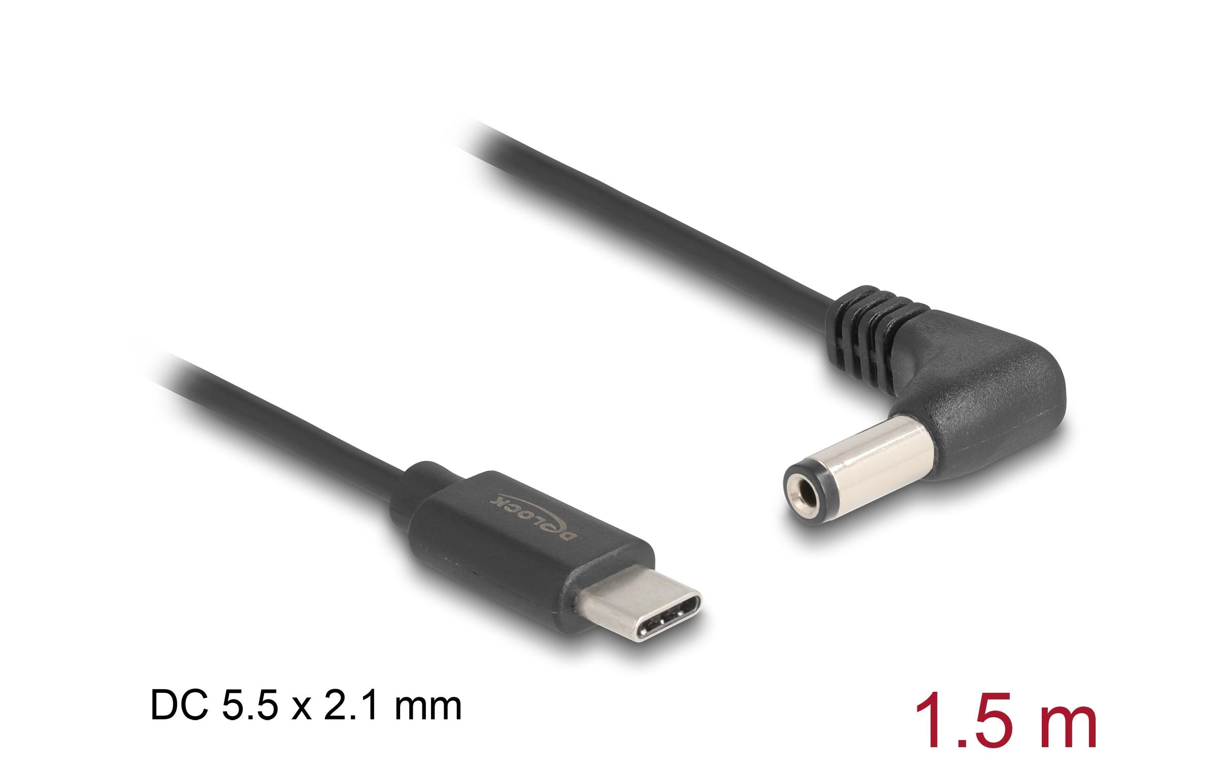 1979584_1 - Mediatech Delock USB Stromkabel C-5V DC, 1.5m Hohlstecker 5.5mm/2.1mm gewinkelt
