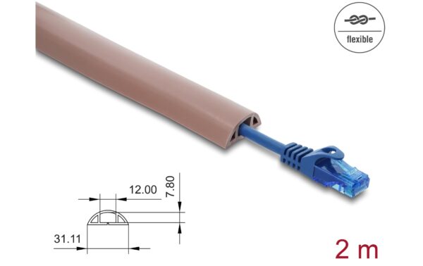 Delock PVC Kabelkanal flexibel 30x10mm 2.0m, braun